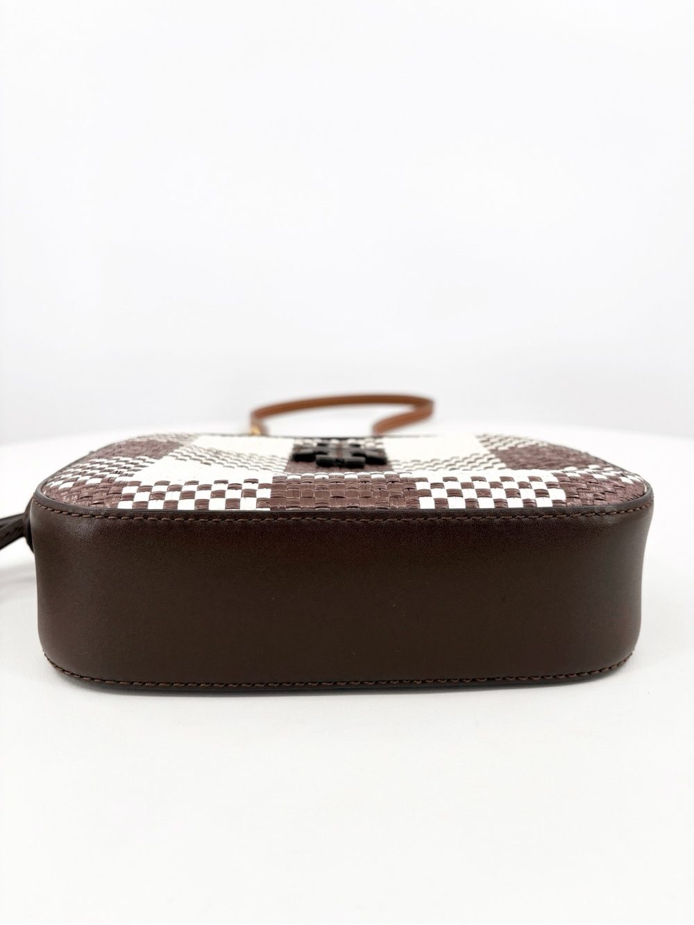 TORY BURCH McGraw Woven Plaid Camera Bag in Cold Brew - Picture 5 of 14
